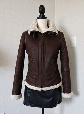 Maralyn & Me Brown Faux-Shearling Trim Jacket